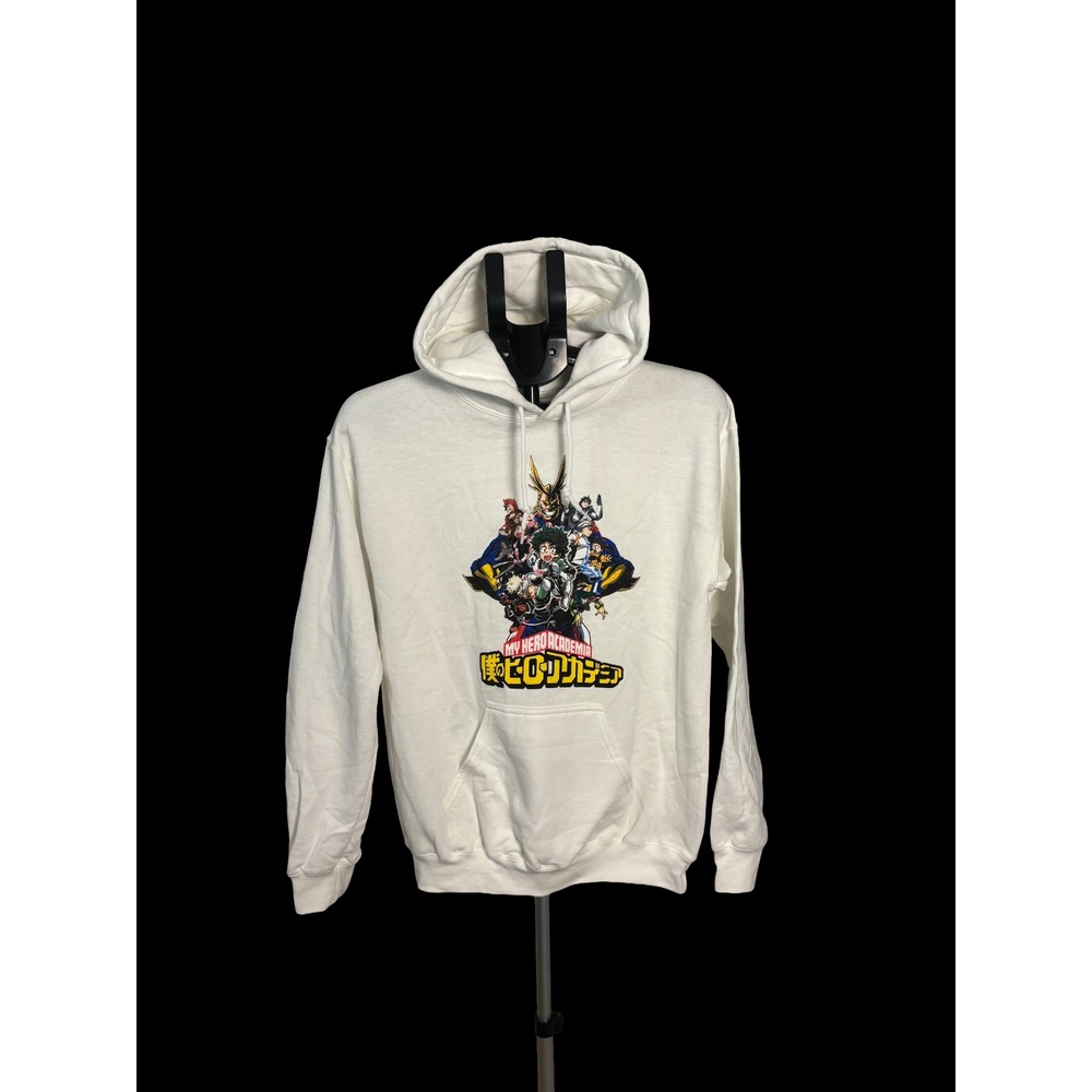 My Hero Academia Anime Hoodie White Graphic Pullover Japanese Logo Streetwear Sm